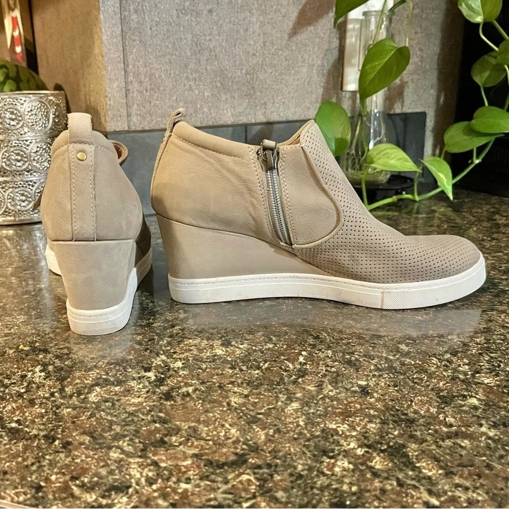 Caslon Taupe Suede Wedge Sneakers